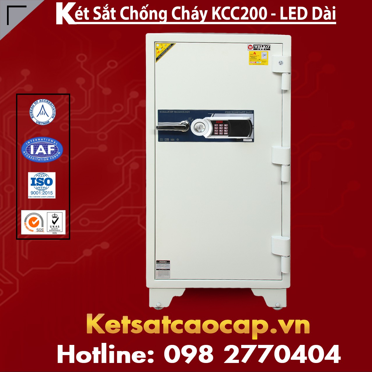 Két Sắt Chống Cháy WELKO KCC200- Led Dài