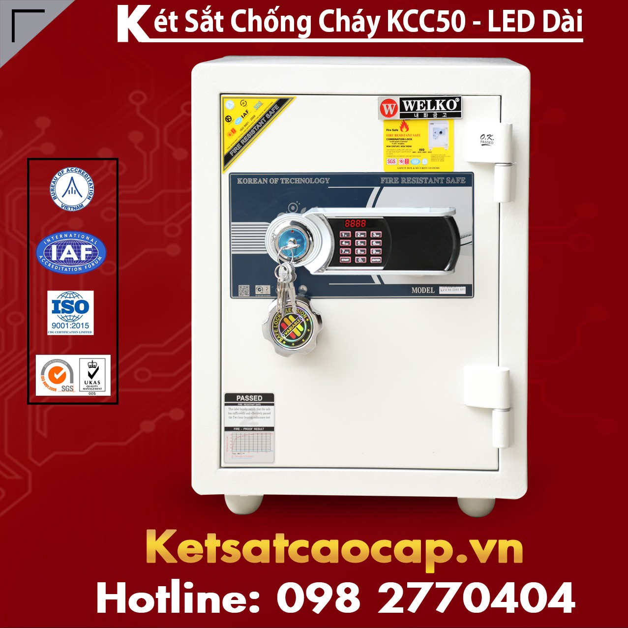 Két Sắt Chống Cháy WELKO KCC50- Led Dài
