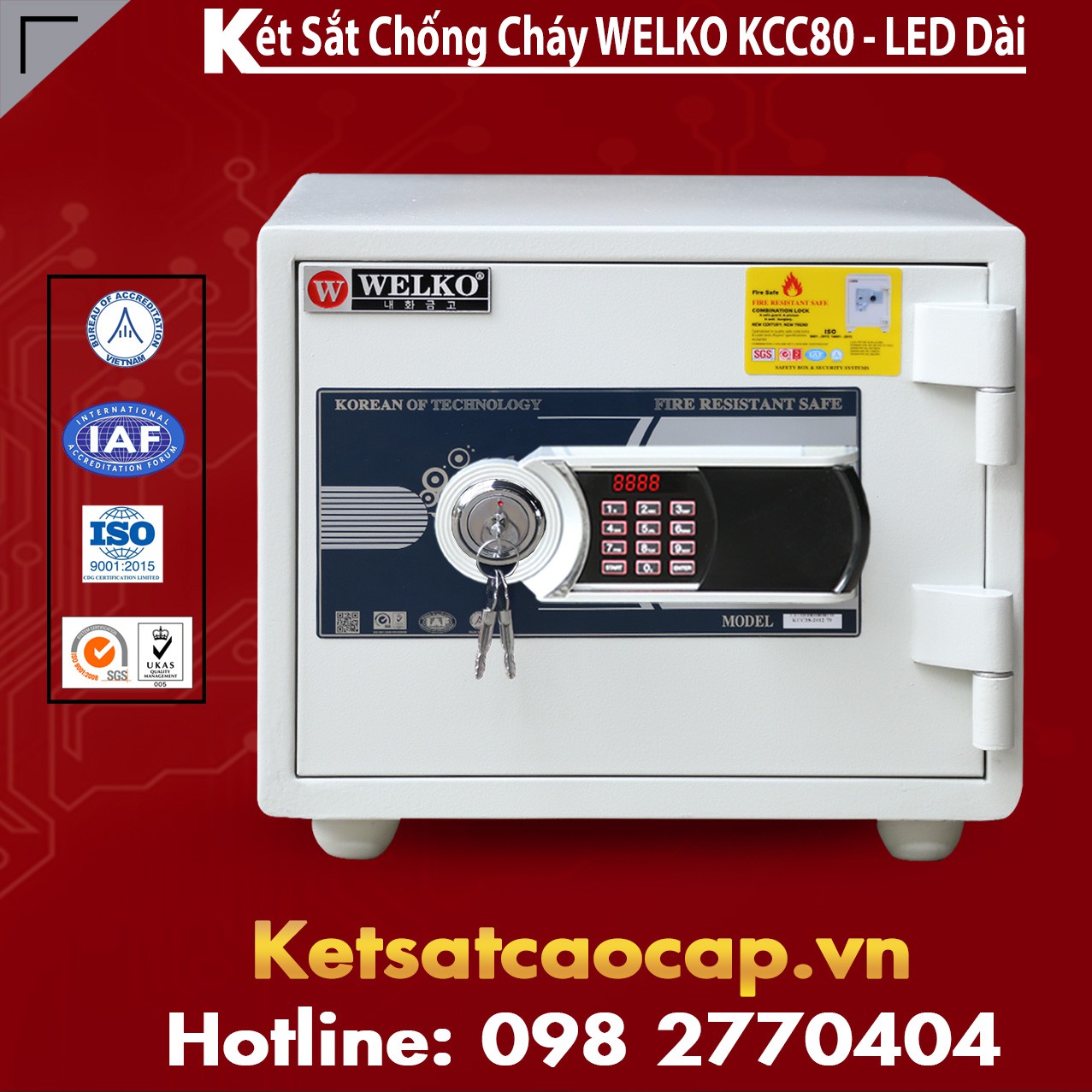 Két Sắt Chống Cháy WELKO KCC80- Led Dài