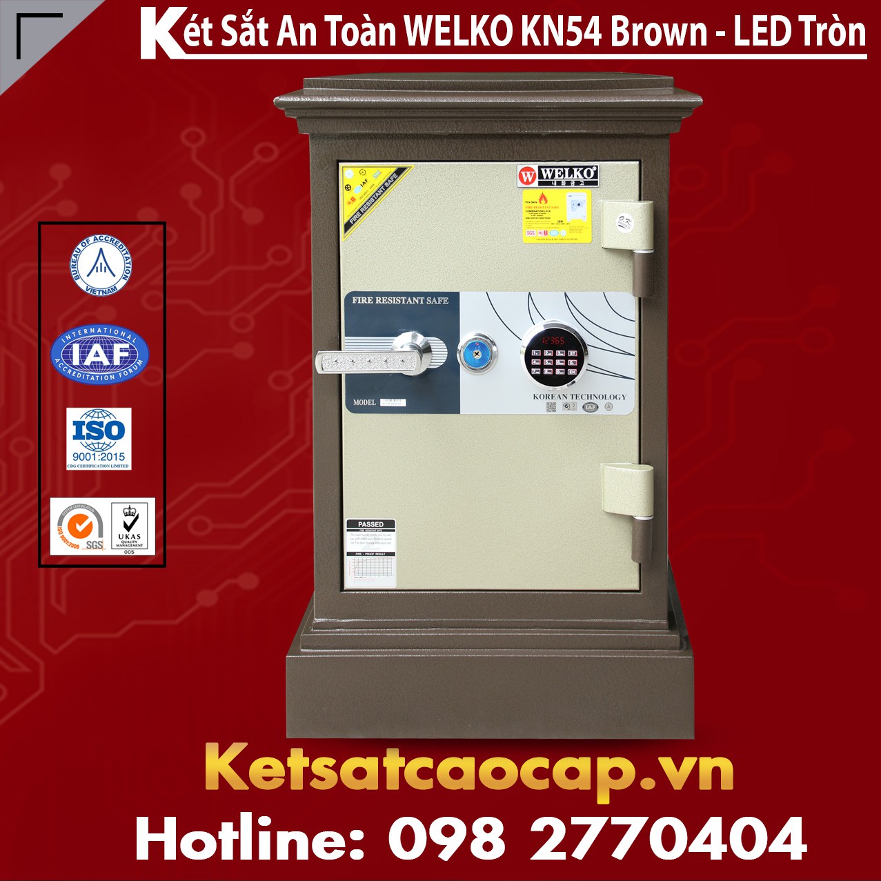 Két Sắt WELKO KN54 Brown - LED Tròn
